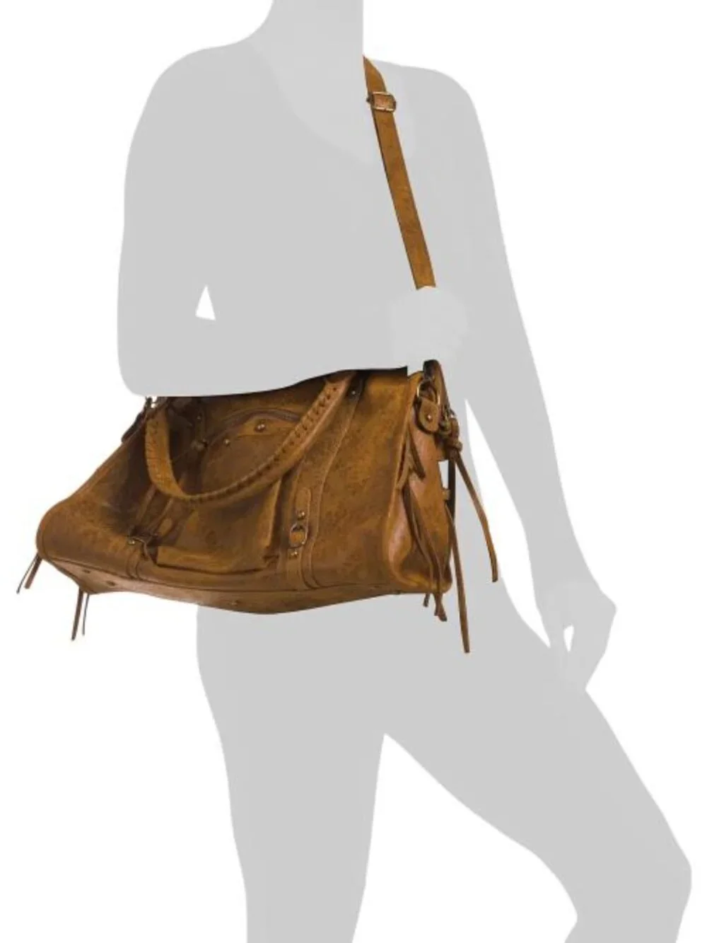 GAVE LUX Made In Italy Leather Large Satchel Brush Front Zip